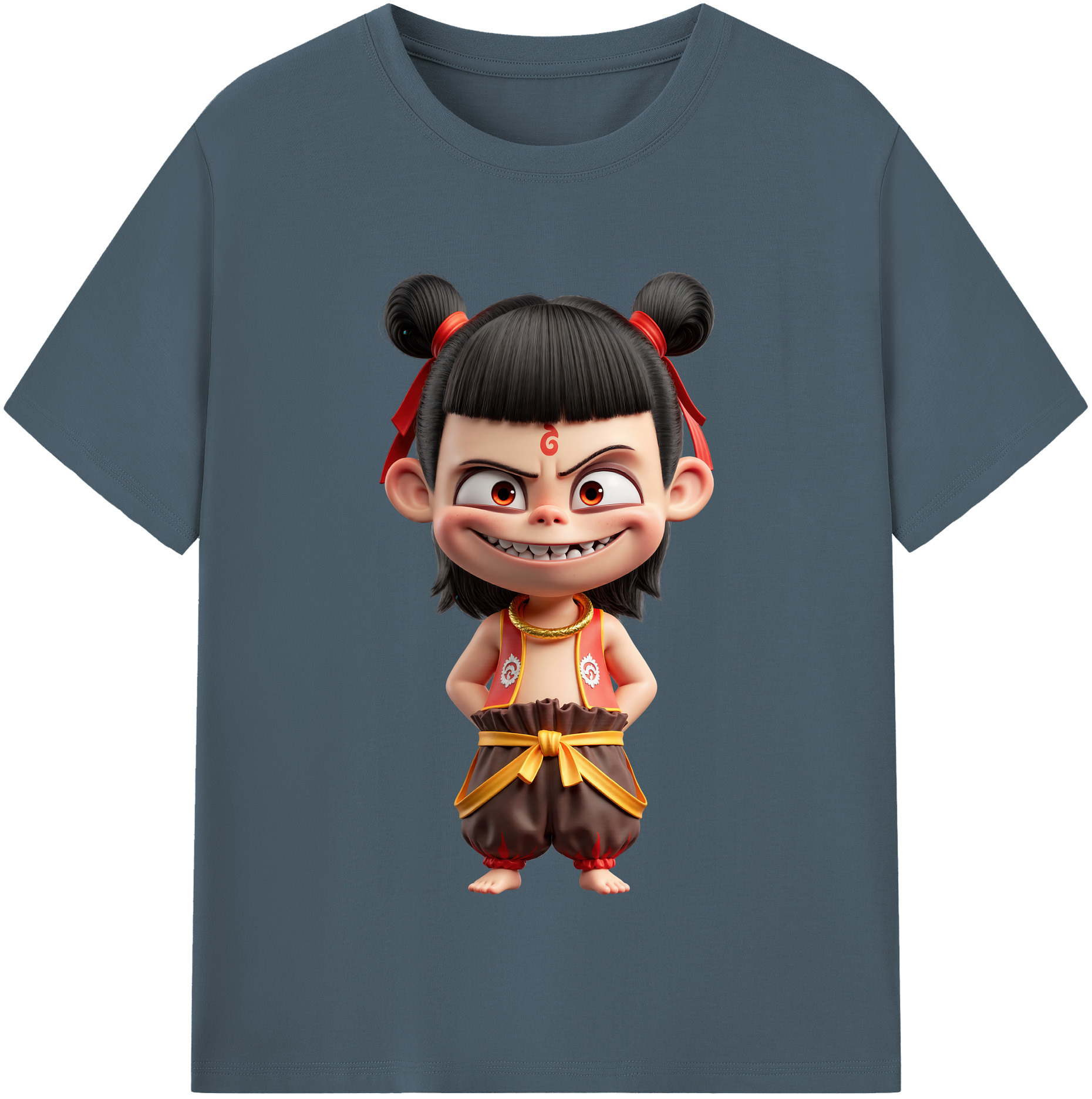 （画像用） Ne Zha 2 ナタ 魔童の大暴れ 綿100％半袖Tシャツ（フロントプリント）